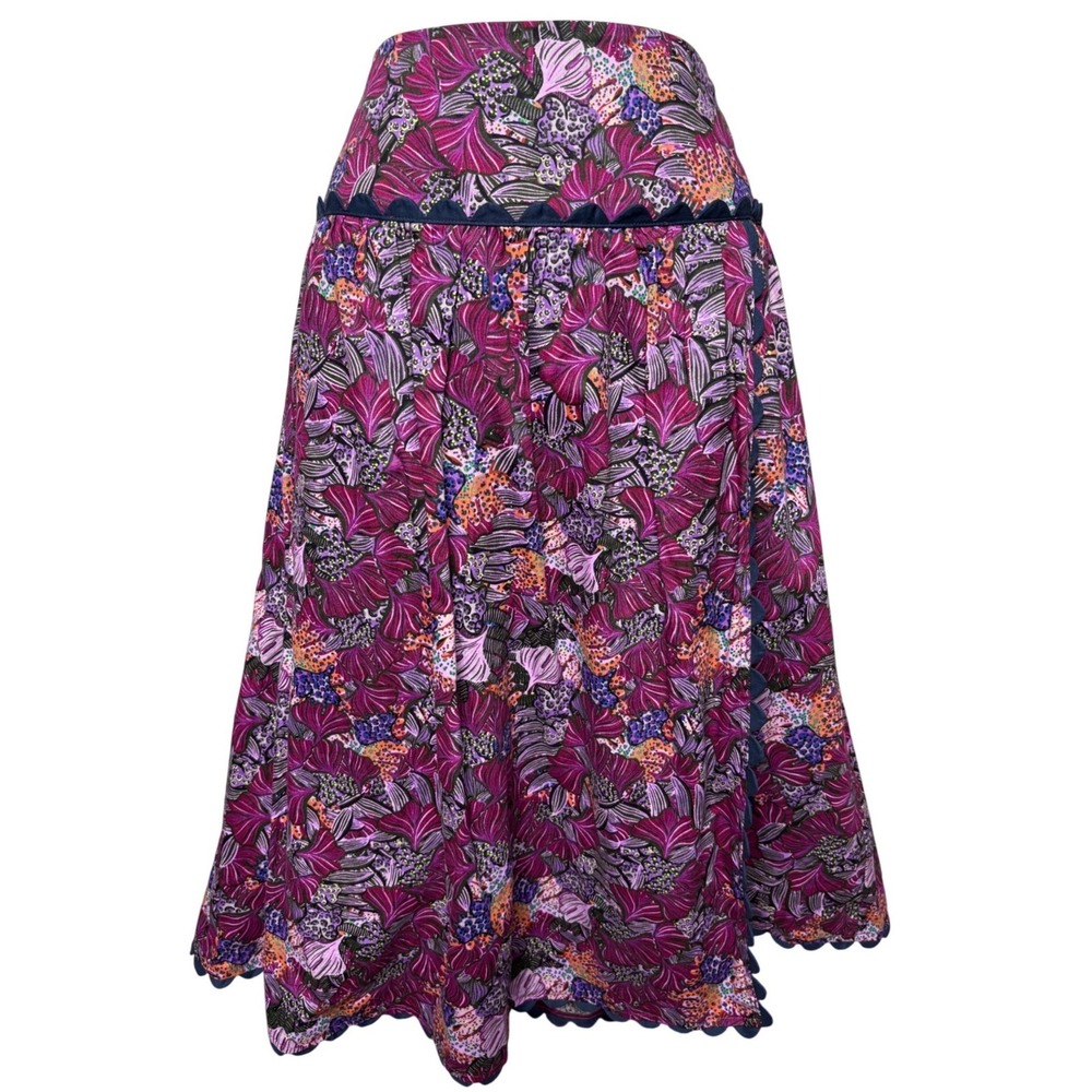KIKA VARGAS x TARGET Womens Purple Floral Scallop Trim Midi Skirt 4 Retro Collab